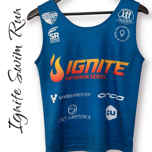 NWOT Ignite Swim Run Tank by Headsweats Gear. Small. Blue Performance tee - Picture 9 of 12